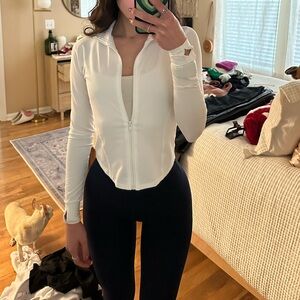 White Full-Zip Workout Jacket (XS)